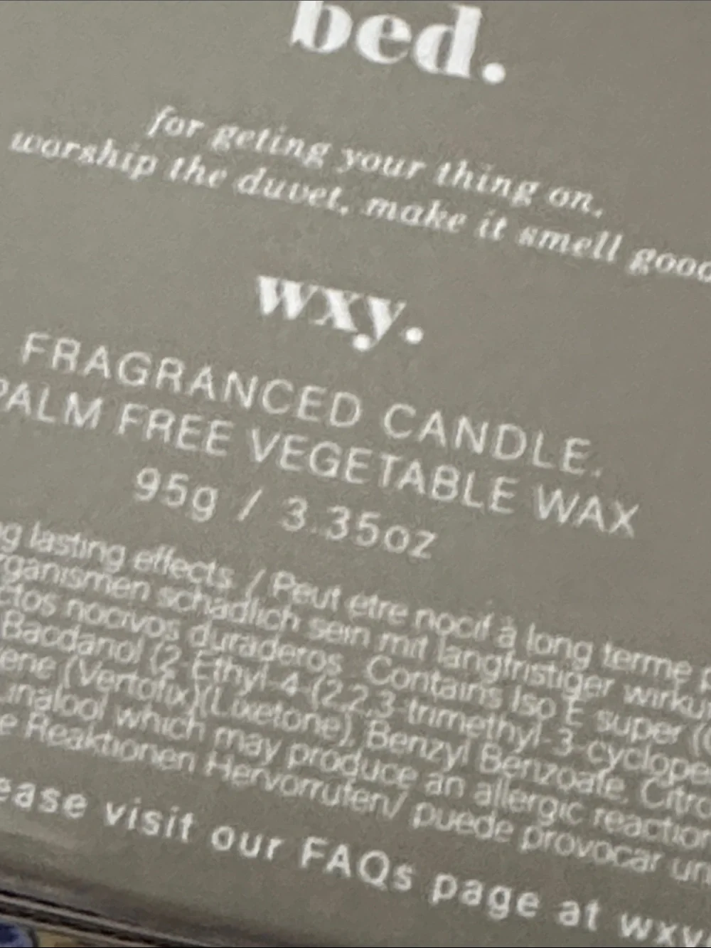 WXY UK Bed Scented Candle warm musk black vanilla beige color new in box gift